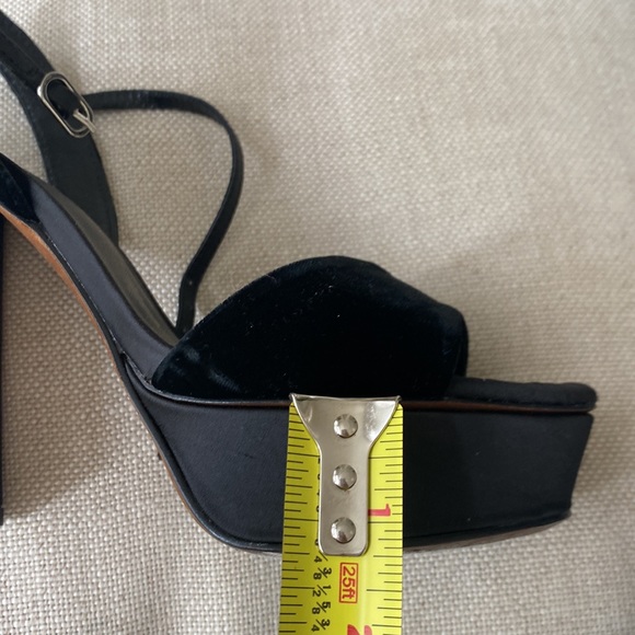 Anthropologie Brand New Lola Cruz Platforms Sandal Black Silk Velvet ♥️ - Picture 9 of 9